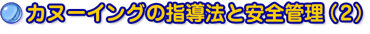 カヌーイングの指導法と安全管理（2）